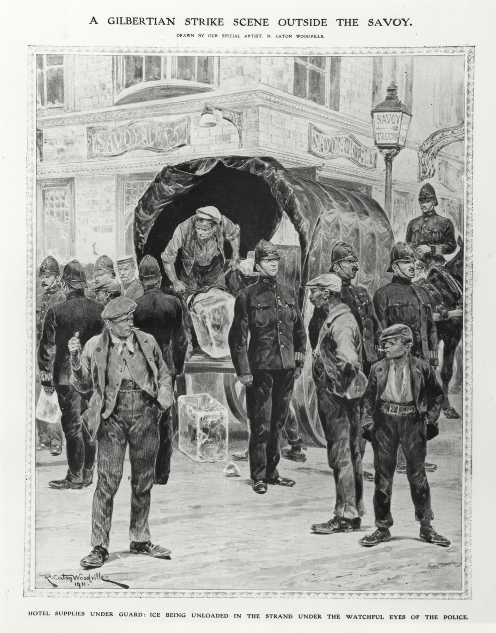 Gilbertianská stávková scéna mimo Savojsko, 1910 od Richard Caton after Woodville