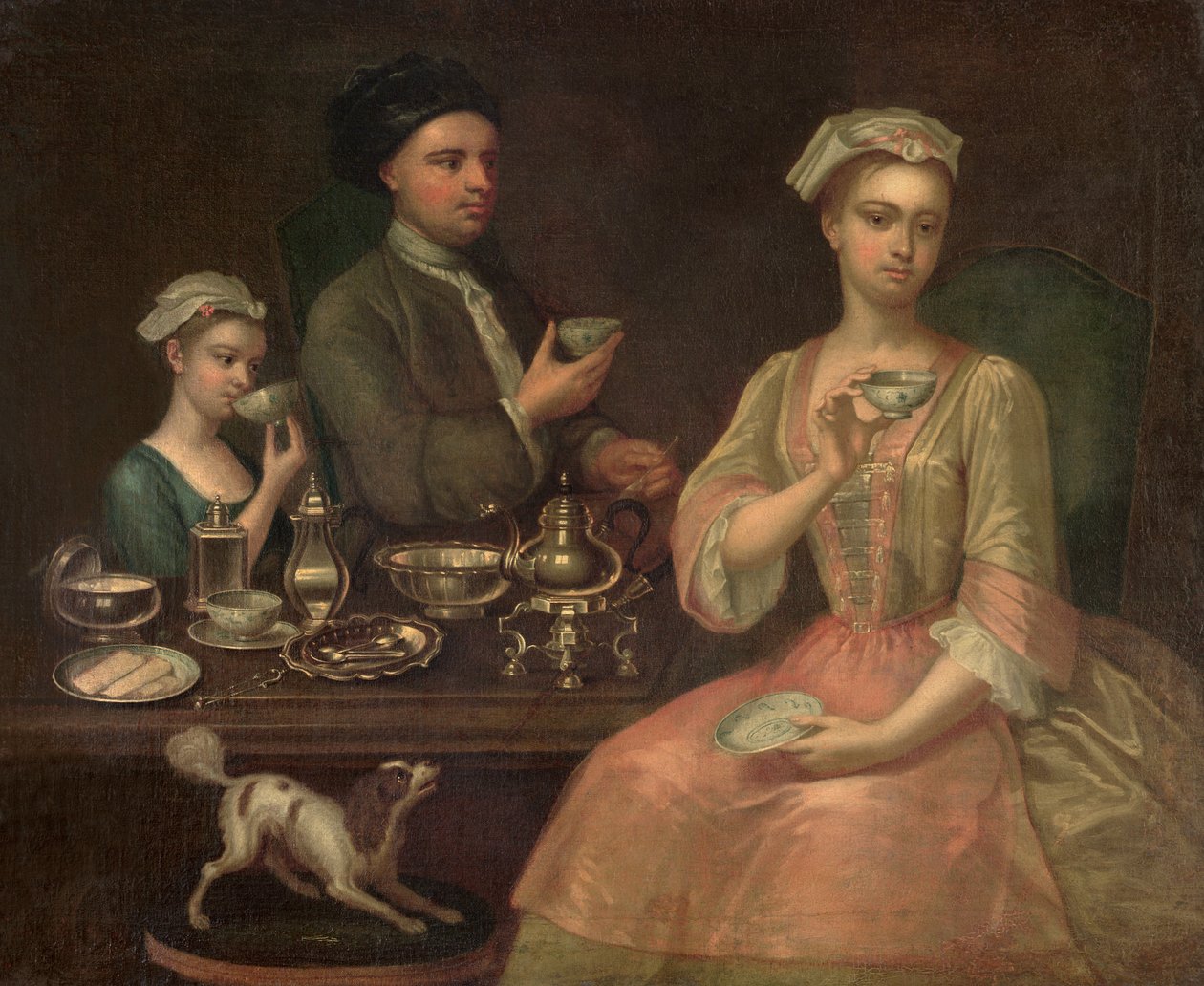 Tříčlenná rodina u čaje, kolem roku 1727 od Richard Collins