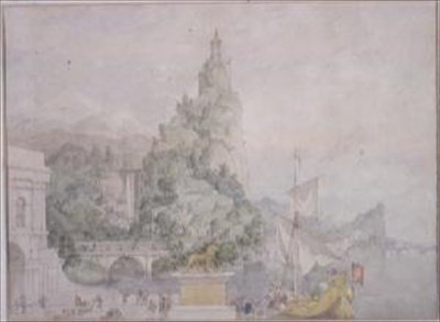 Krajinná kompozice: Studie pro Drop-Scene pro divadlo v Broadmoor Asylum od Richard Dadd