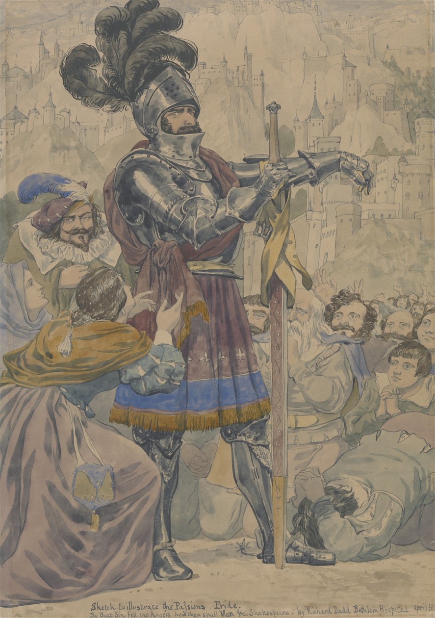 Sketch to Illustrate the Passions: Pride, cca 1853-55 (wc, pero a grafit na papíře) od Richard Dadd
