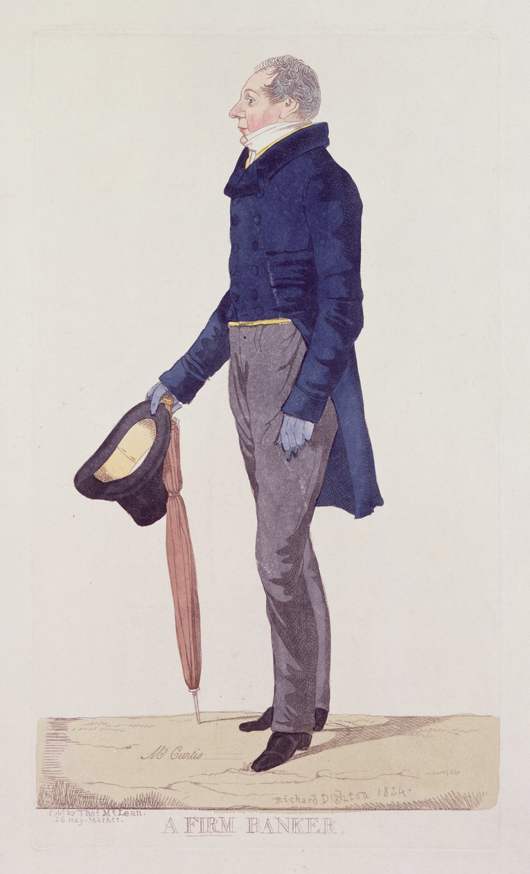 Pevný bankéř, 1824 (barevný lept) od Richard Dighton