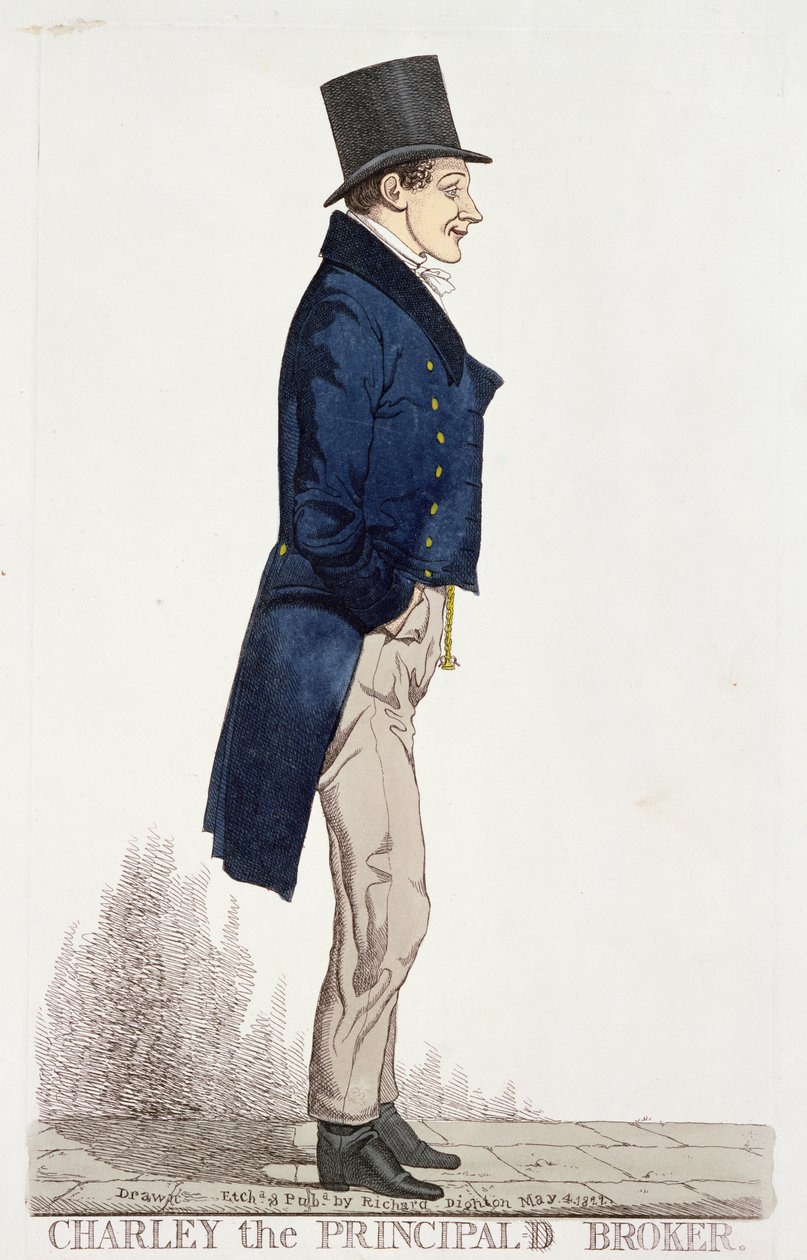 Charlie the Principal Broker, 4. května 1822 (barevný lept) od Richard Dighton