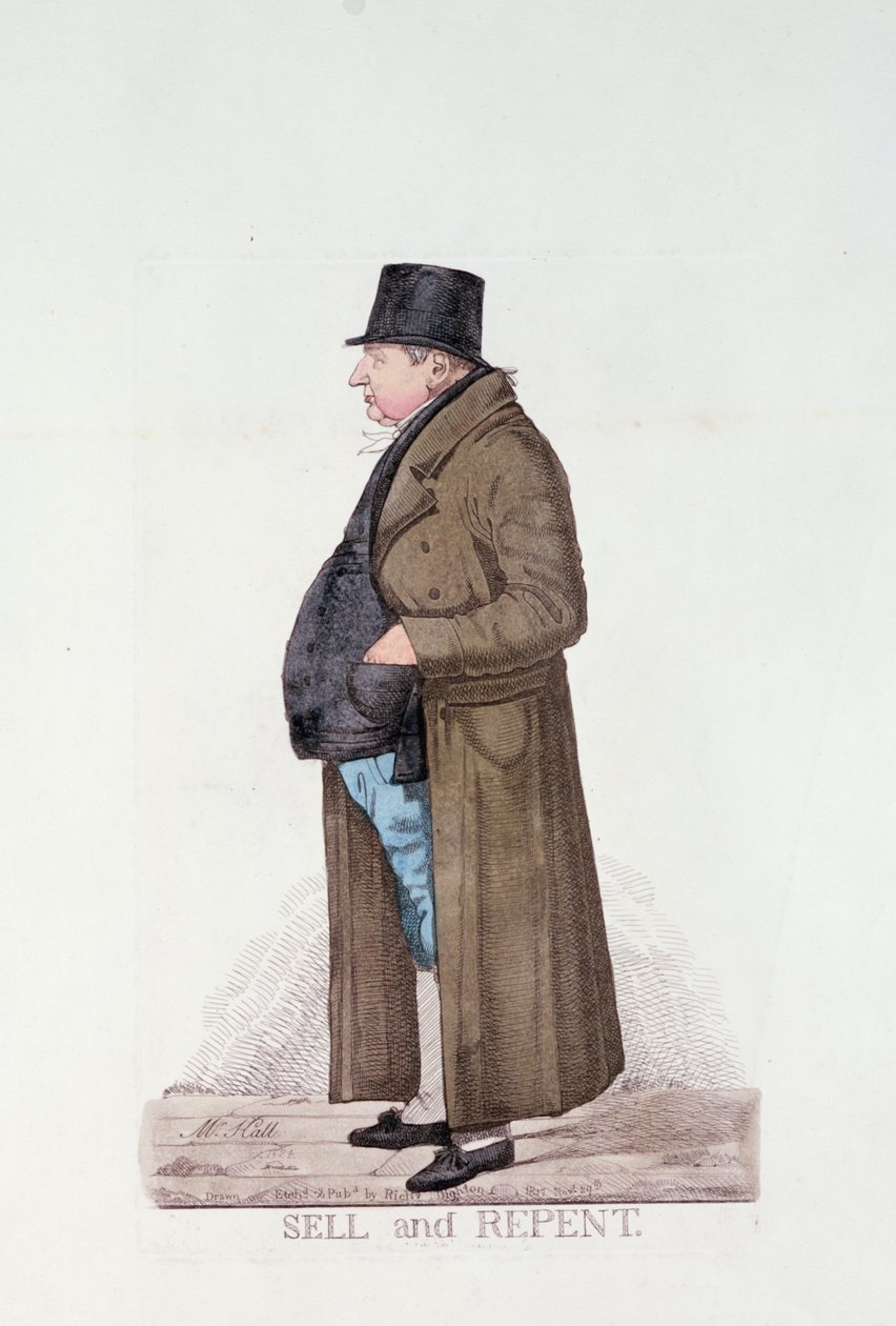 Prodej a pokání, 1817 (barevný lept) od Richard Dighton