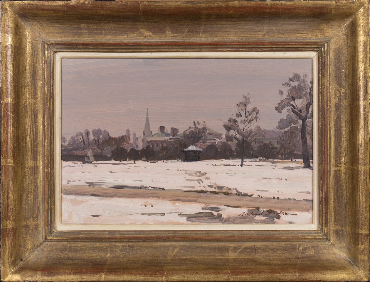 Zimní soumrak: Kensingtonský palác, 1991 (olej na kartě) od Richard Foster