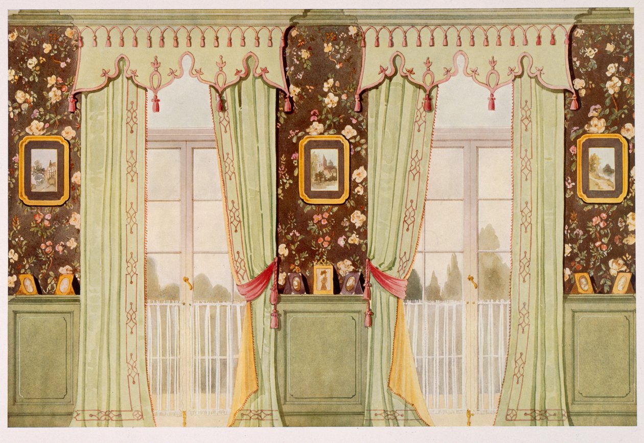 Elegantní závěsy do salonu s propracovaným garnýžem od Richard Goulburn Lovell