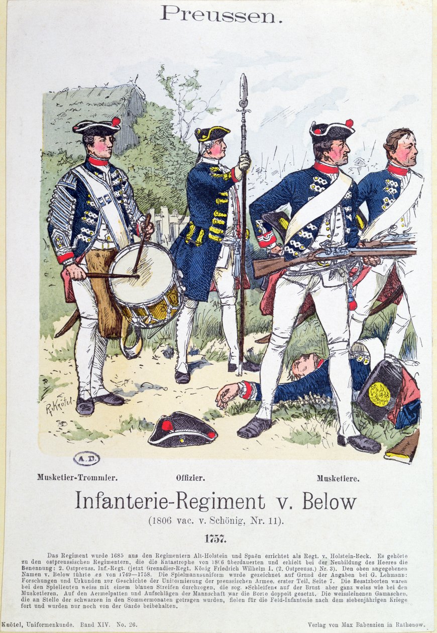Vojáci z pruského pěšího pluku von Below v roce 1757, kolem roku 1890 od Richard Knoetel