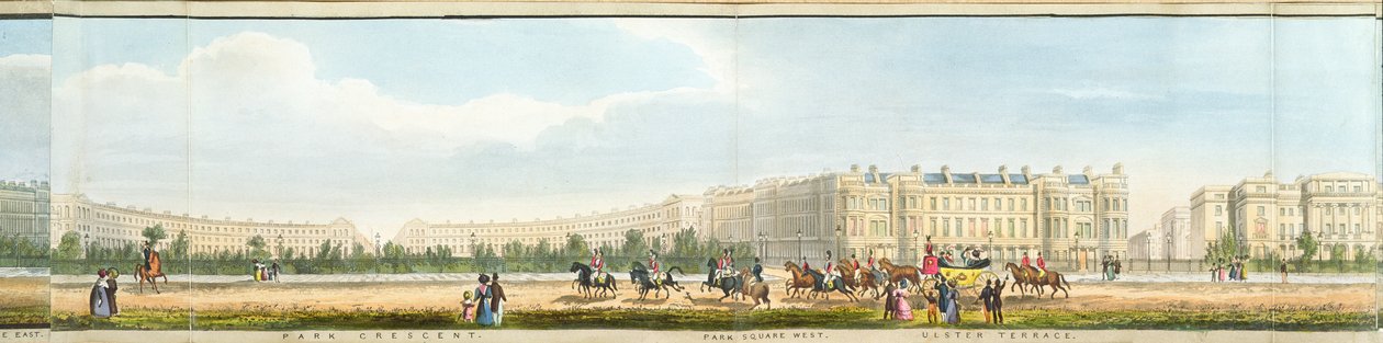 Park Crescent a Ulster Terrace, detail z panoramatického výhledu kolem Regent
