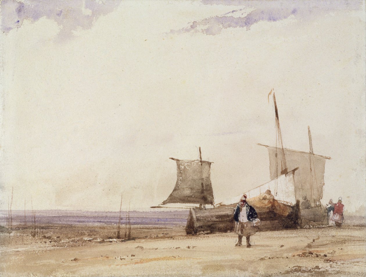 Plážová scéna (wc na tkaném papíře) od Richard Parkes Bonington