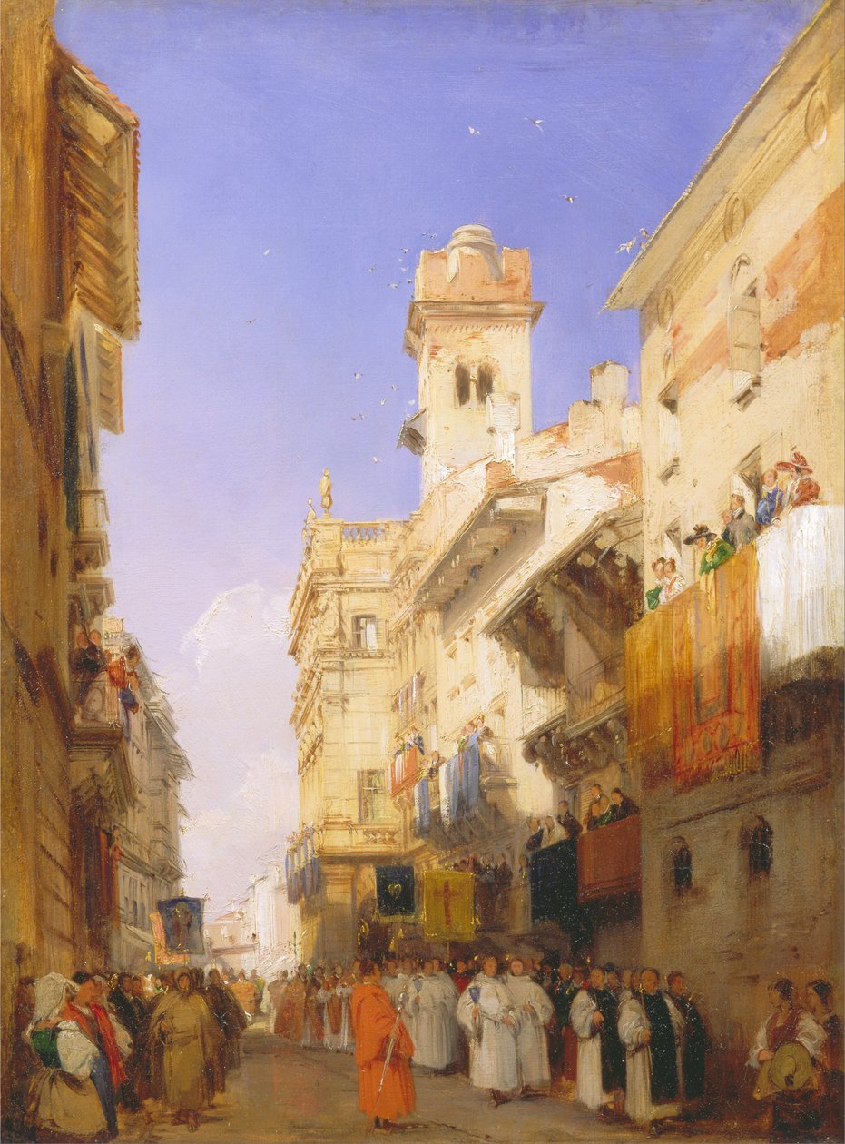 Corso SantAnastasia, Verona od Richard Parkes Bonington