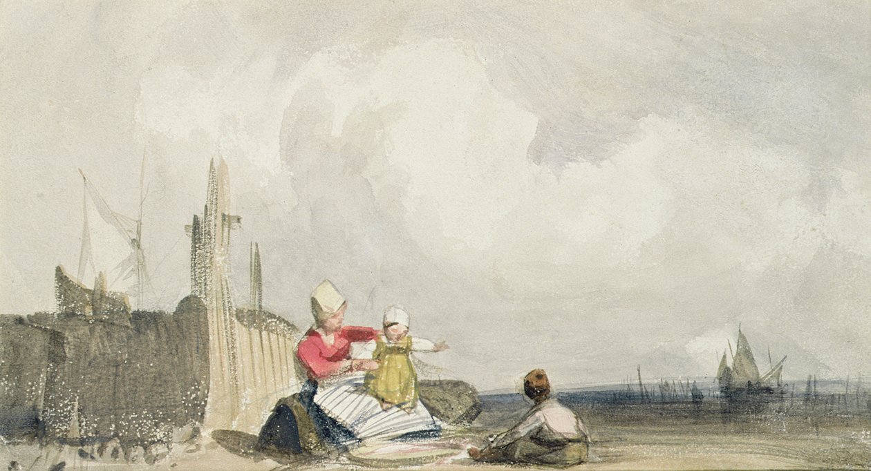 Rybáři na pláži od Richard Parkes Bonington