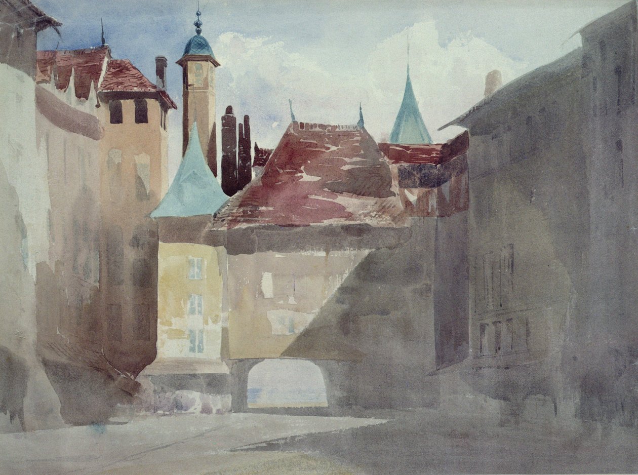 La Place du Molard, Ženeva (náčrt pro 4995) od Richard Parkes Bonington