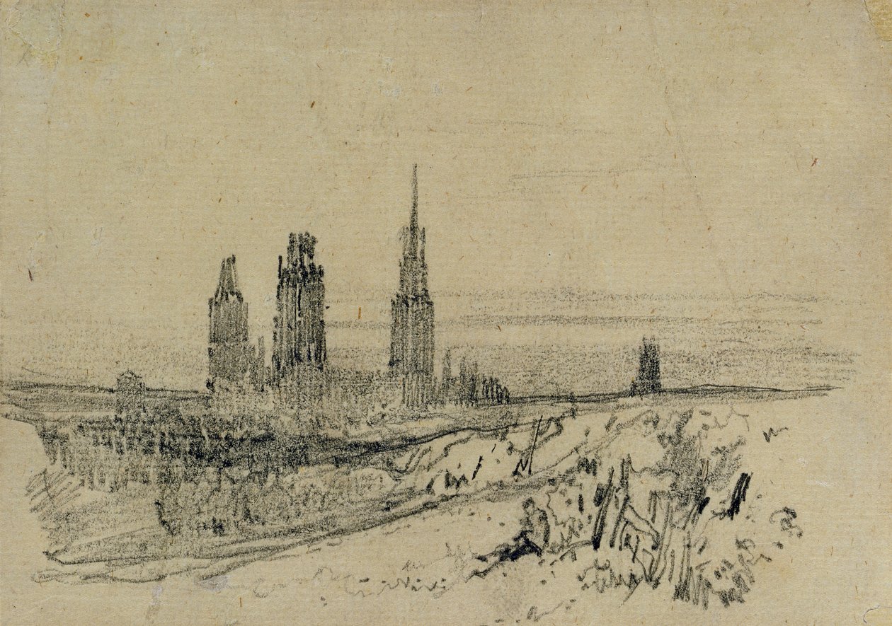 Katedrála v Rouen (tužka a černá křída) od Richard Parkes Bonington