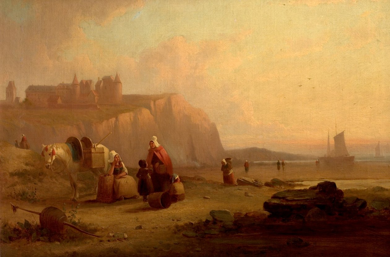 Scéna na pobřeží Normandie, Francie od Richard Parkes Bonington