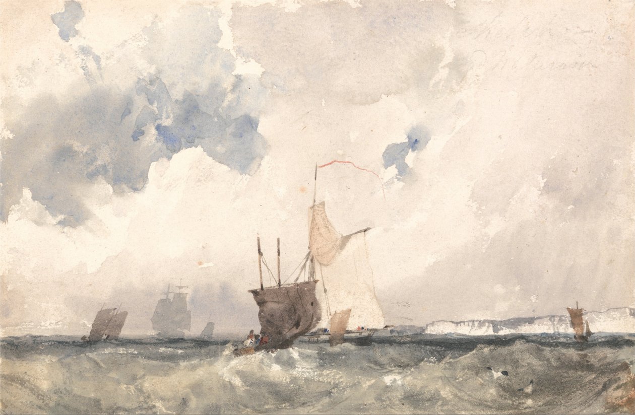 Plavidla v trhaném moři od Richard Parkes Bonington
