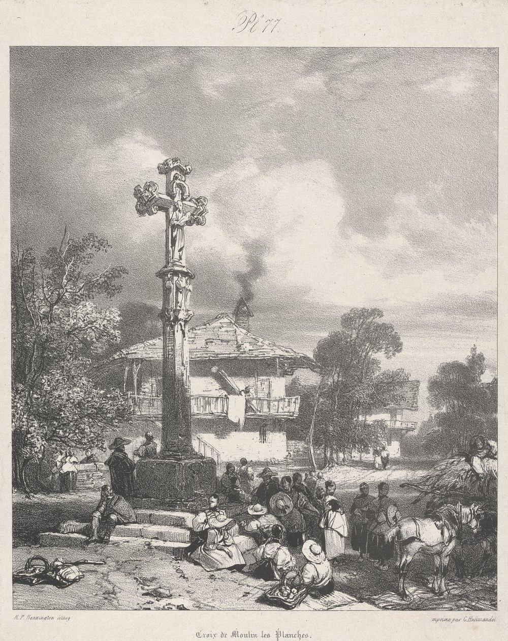 Croix de Moulin les Planches, 1827 od Richard Parkes after Bonington