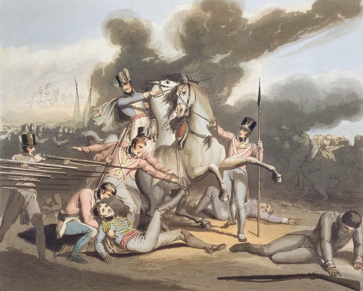 Talavera, 28. července 1809, z „Vítězství vévody z Wellingtonu“, ryl T. Fielding, hospoda. 1819 od Richard Westall