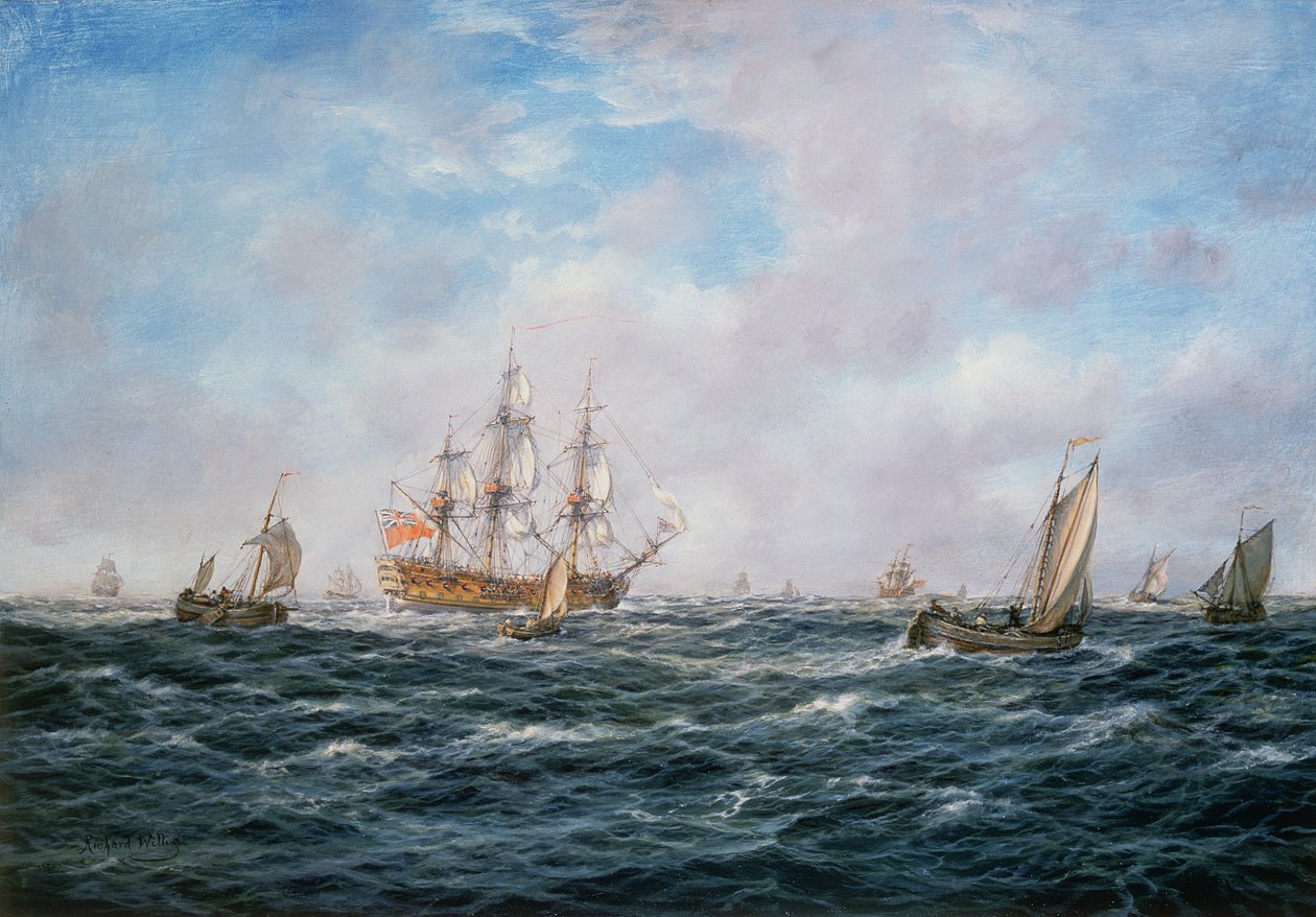 Britská Man-o-War and Other Crafts, c.1740 od Richard Willis