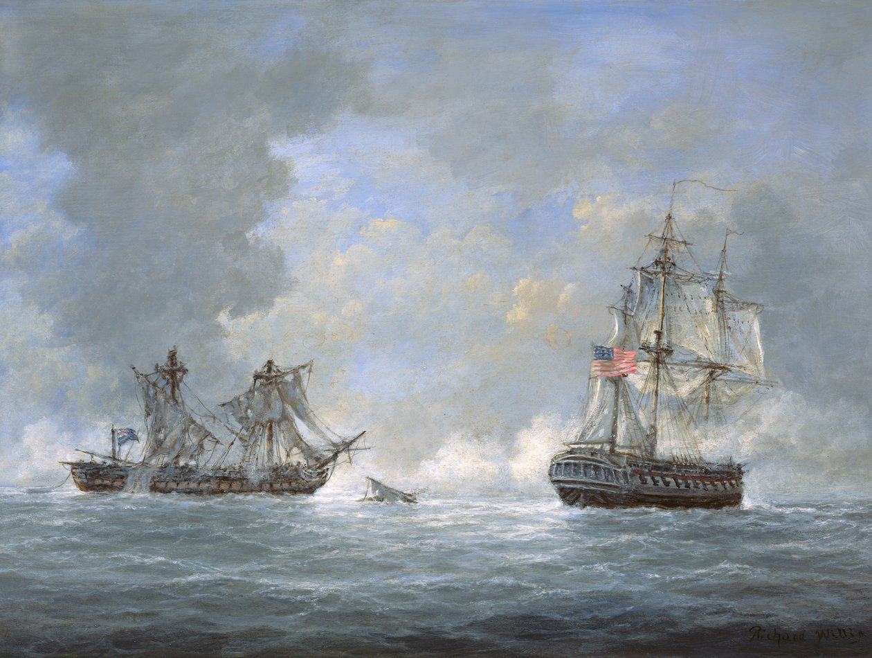 Akce mezi americkou fregatou "United States" a britskou fregatou "Macedonian" u Kanárských ostrovů 25. října 1812. od Richard Willis