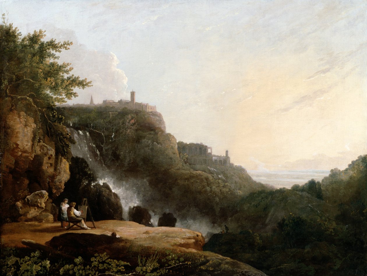 Pohled na Tivoli- Cascatelle a vilu Maecenas od Richard Wilson