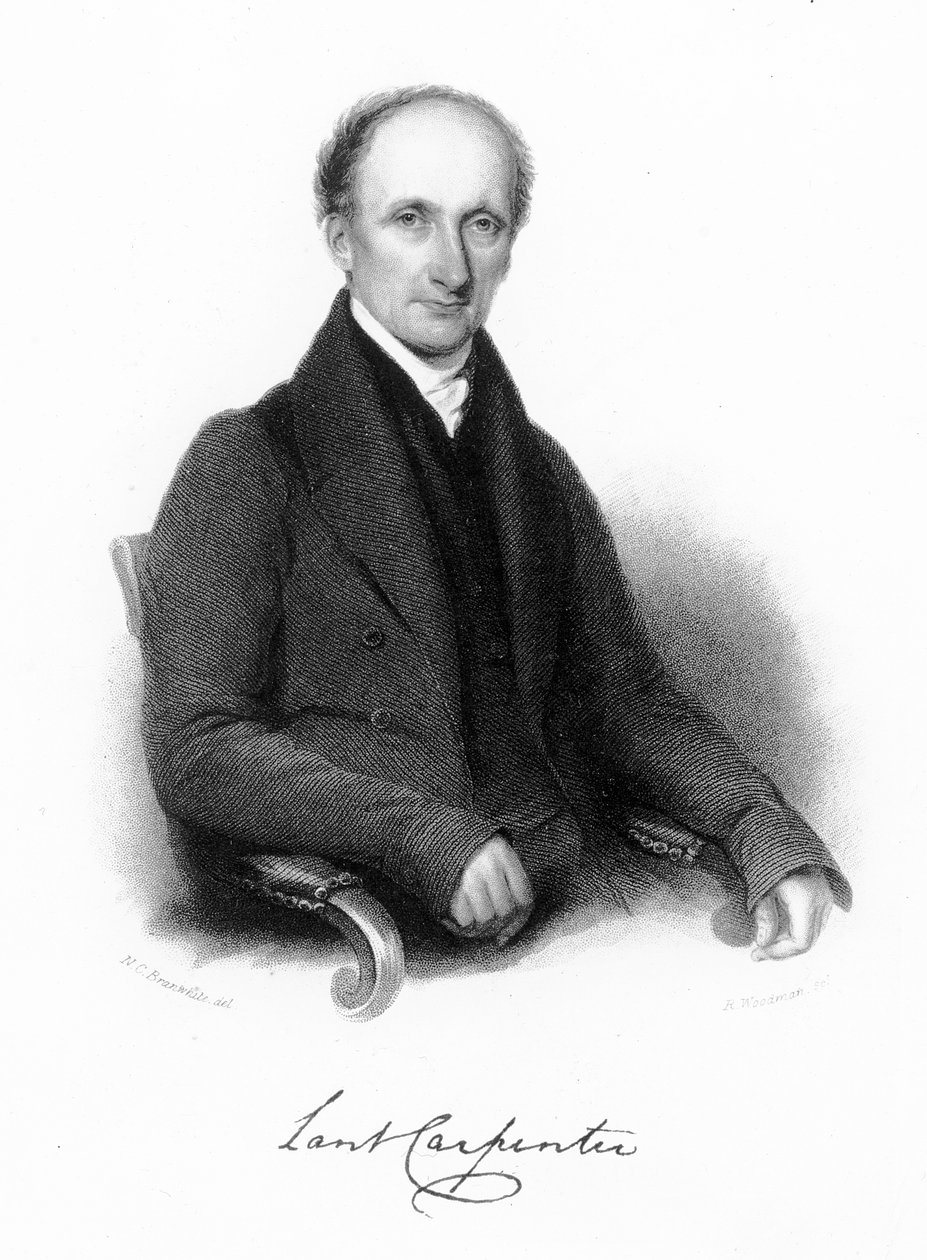 Lant Carpenter, unitářský ministr, 1837 (tečkovaná a čárová rytina) od Richard Woodman