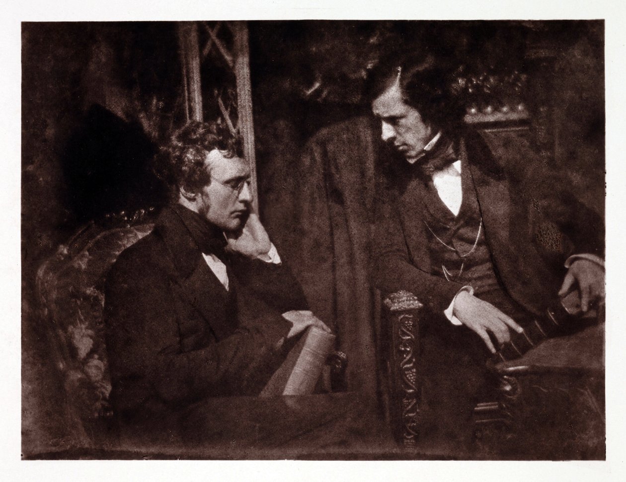 Dva muži v rozhovoru: doktor Samuel Brown (1817-1856) a reverend George Gilfillan (1813-1878), fotografie kolem roku 1840 od John Pardon