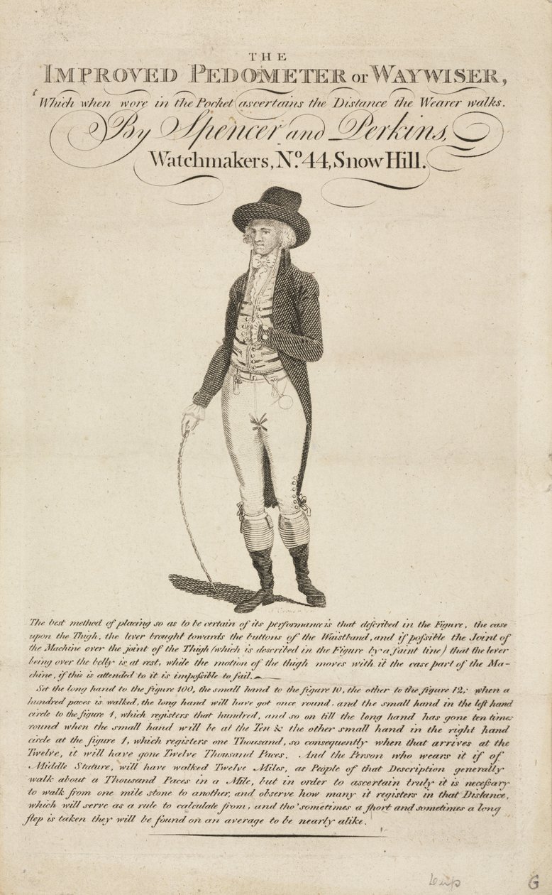 Vylepšený krokoměr nebo Waywiser, c 18. století od John Pardon