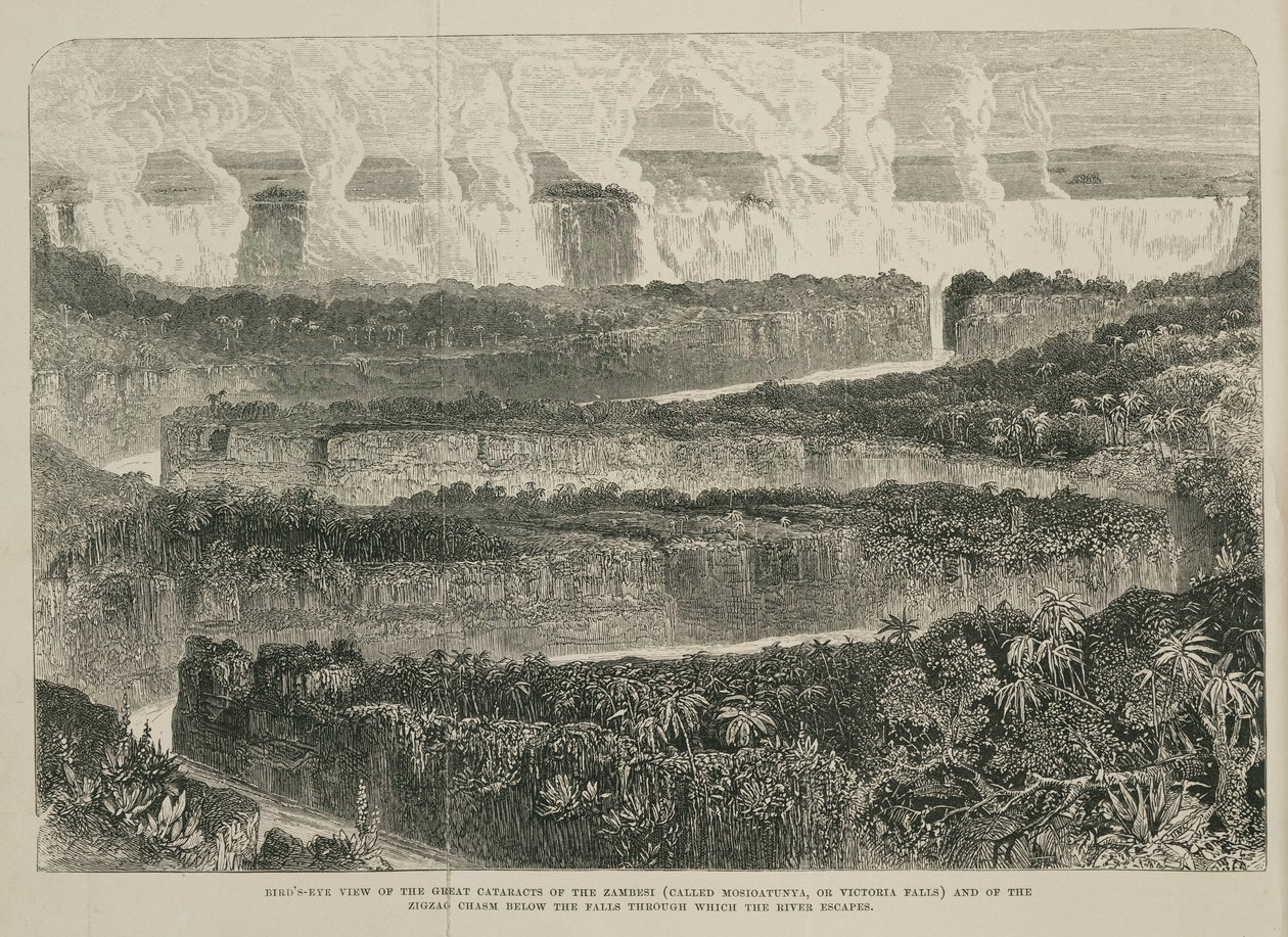 Viktoriiny vodopády, Afrika, c 1855 od John Pardon