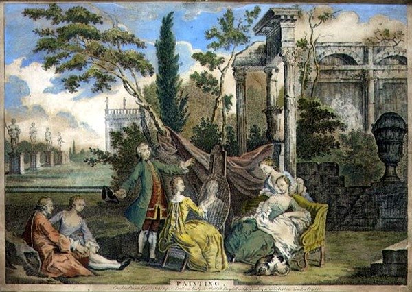 Malování, hospoda. od F. Bulla, Johna Boydella (1719-1804) a W. Herberta, kolem roku 1750 (akvatinta) od Richard (after) Houston