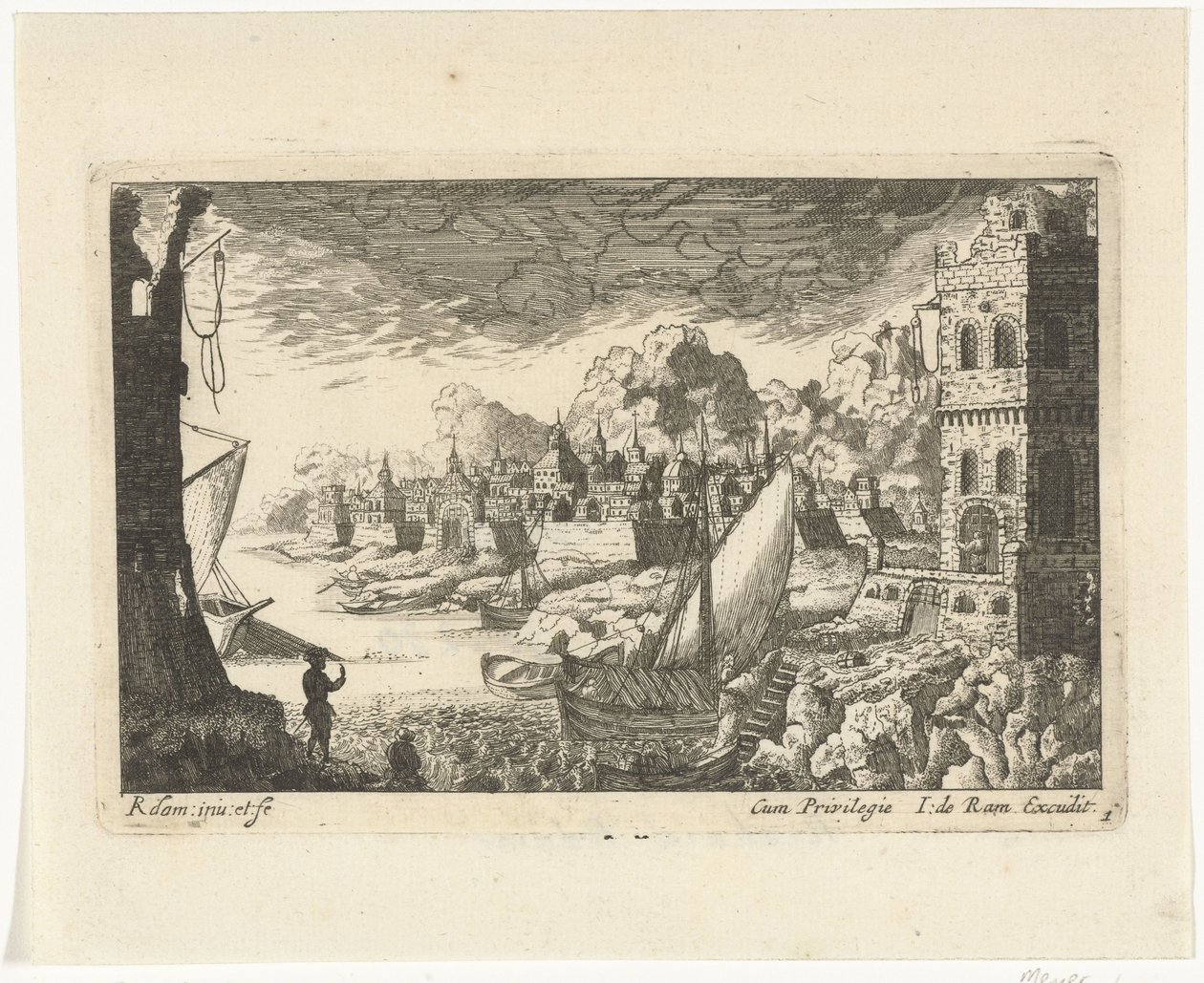 Panoráma města s rybářským přístavem a kotvící lodí Cityscapes and Harbours (název série) od Richard Adam