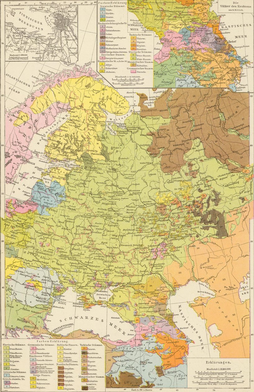 Andree, Richard. Volkerkarte von Russland. 1881 A od Richard Andree
