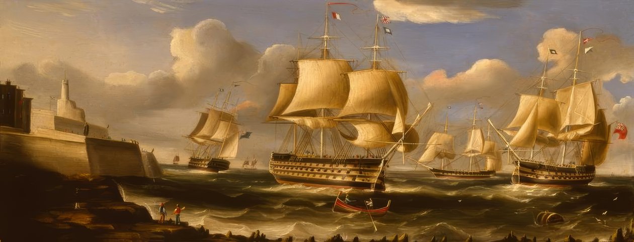 H.M.S.Queen ve Valettě / Obraz R.B.Spencera, 1848 od Richard B. Spencer