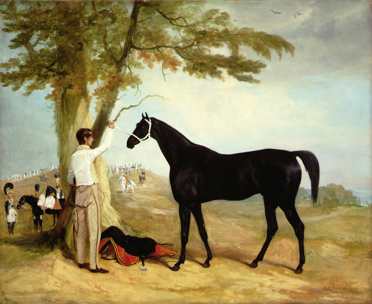 Nabíječ Thomase Cosbyho "Černý princ" s vojáky královské gardy Za hranicemi od Richard Barrett Davis