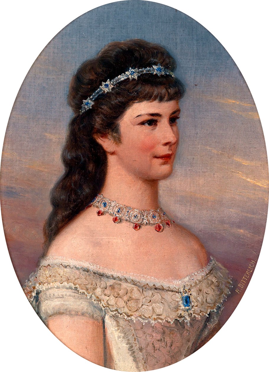 ""Portrét Alžběty z Wittelsbachu (1837-1898) (sissi nebo sisi), rakouské císařovny (1854-1898) a uherské královny (1867-1898)"" Obraz Richarda Bitterlicha (1862-1940) Soukromá sbírka od Richard Bitterlich