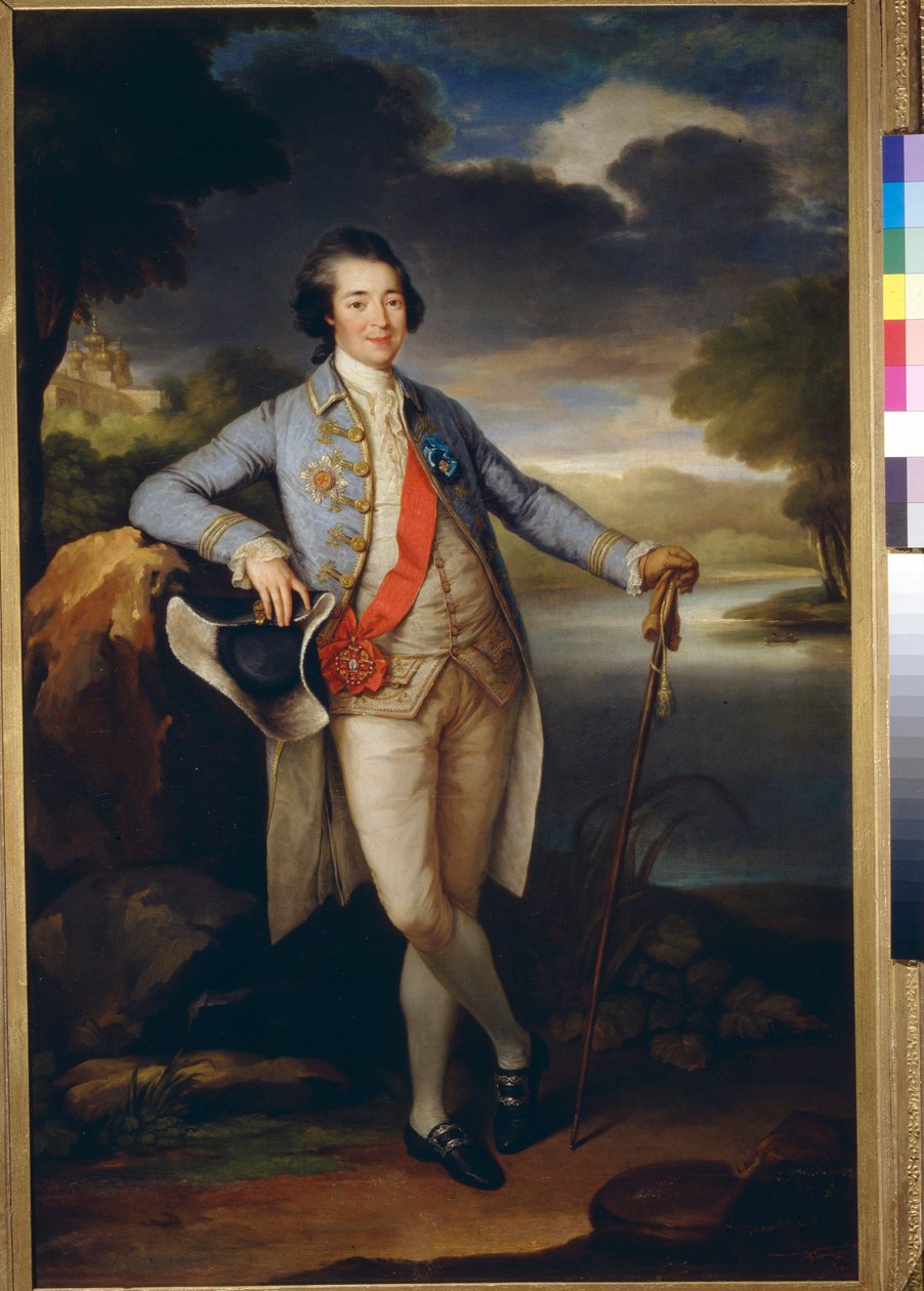 Portrét prince Alexandra Borissovitch Kourakine (1752-1818), homme politique russe (Portrét prince Alexandra Kurakina) - Olej na plátně od Richarda Bromptona (1734-1783), c1780 - Rozměr: 113x76 cm - Státní Treťjakovská galerie, Moskva od Richard Brompton