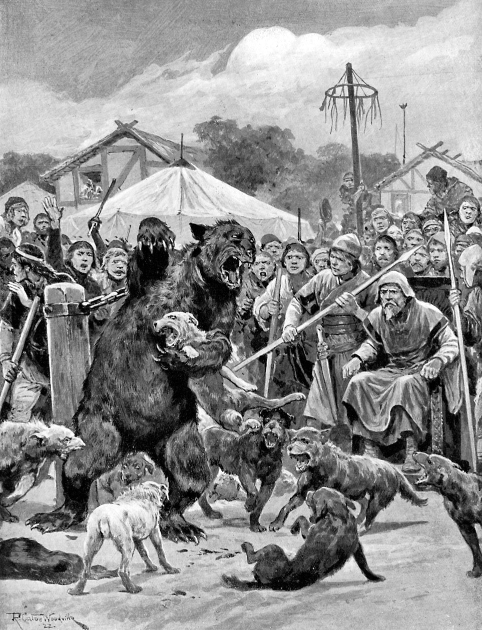 Návnada na medvědy v saských dobách, kolem roku 1920. od Richard Caton II Woodville