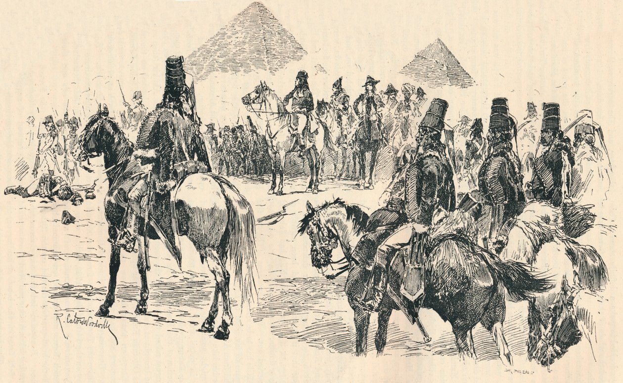 Napoleon Buonaparte v bitvě u pyramid, 1798, 1884 od Richard Caton II Woodville