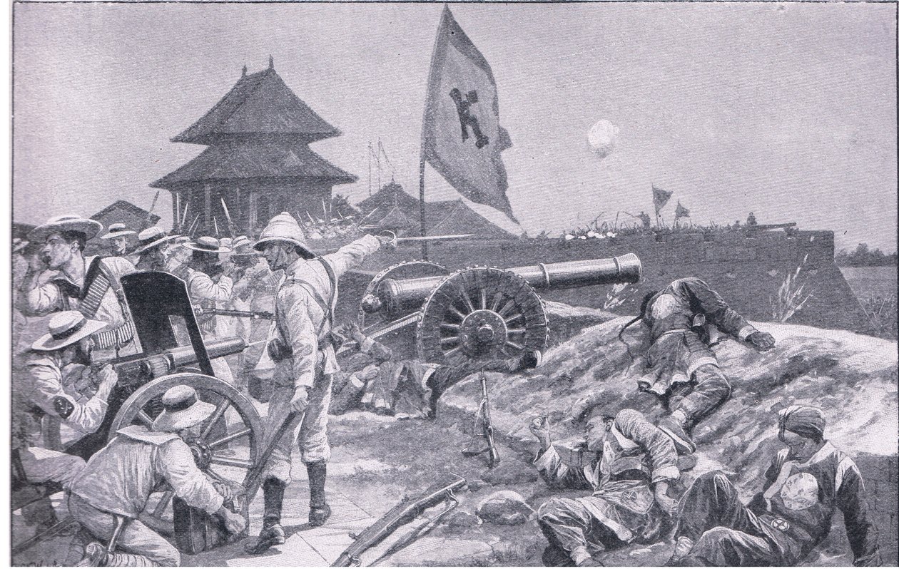 Tientsin: boj na hradbách (litho) od Richard Caton II Woodville