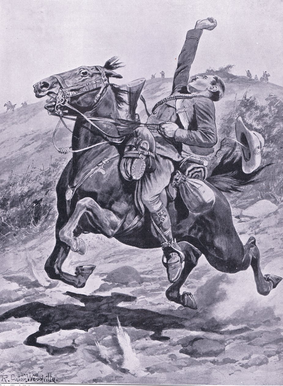 Poslední jízda Yeomans, ilustrace z Po Pretorii: Guerilla War, 1902 od Richard Caton Woodville