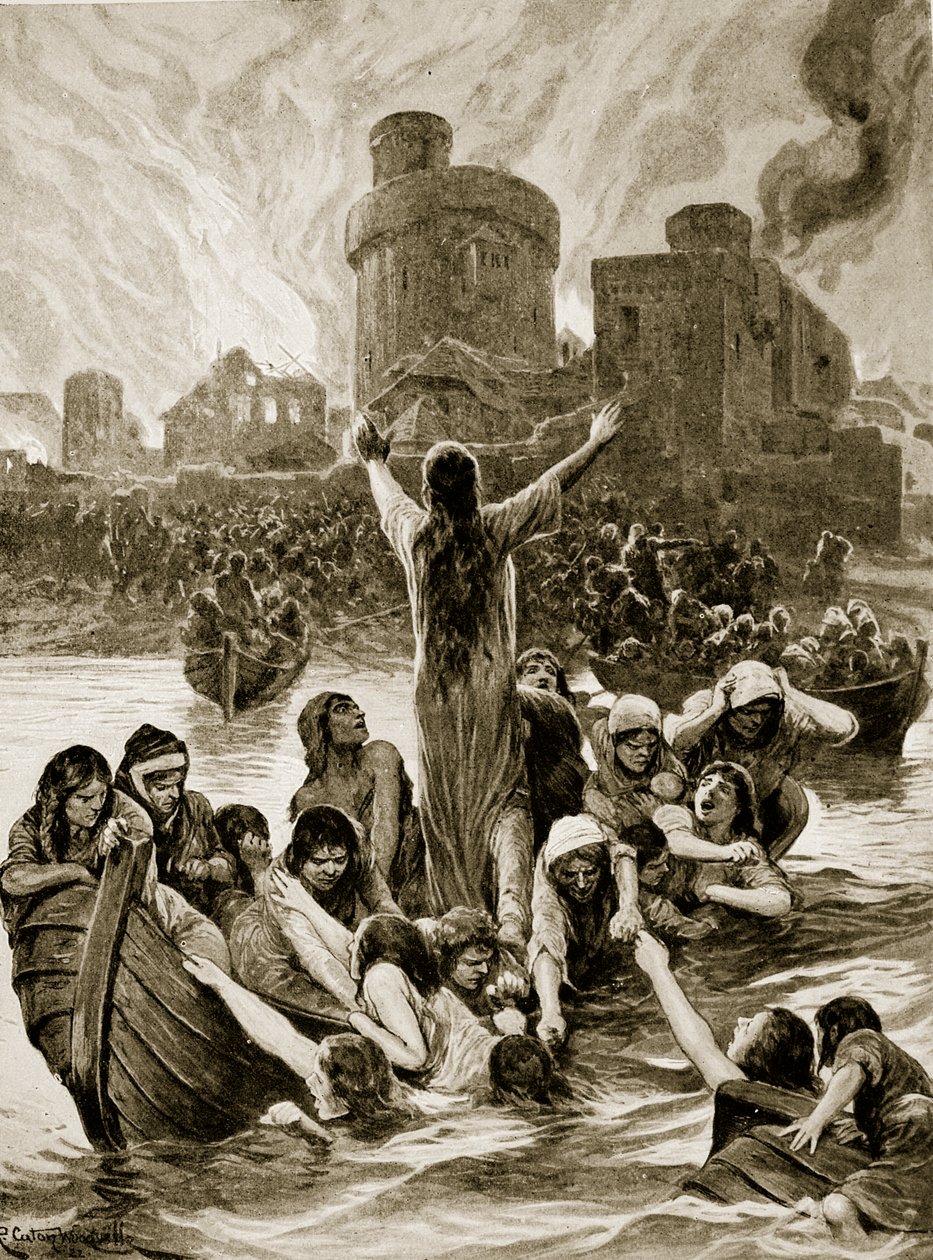 Po ‚jarmarku‘ v Lincolnu, ilustrace z ‚Hutchinsonova příběhu britského národa‘, kolem roku 1920 od Richard Caton Woodville junior