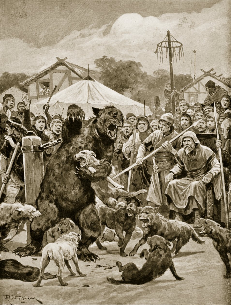Bear Baiting in Saxon Times, ilustrace z 
