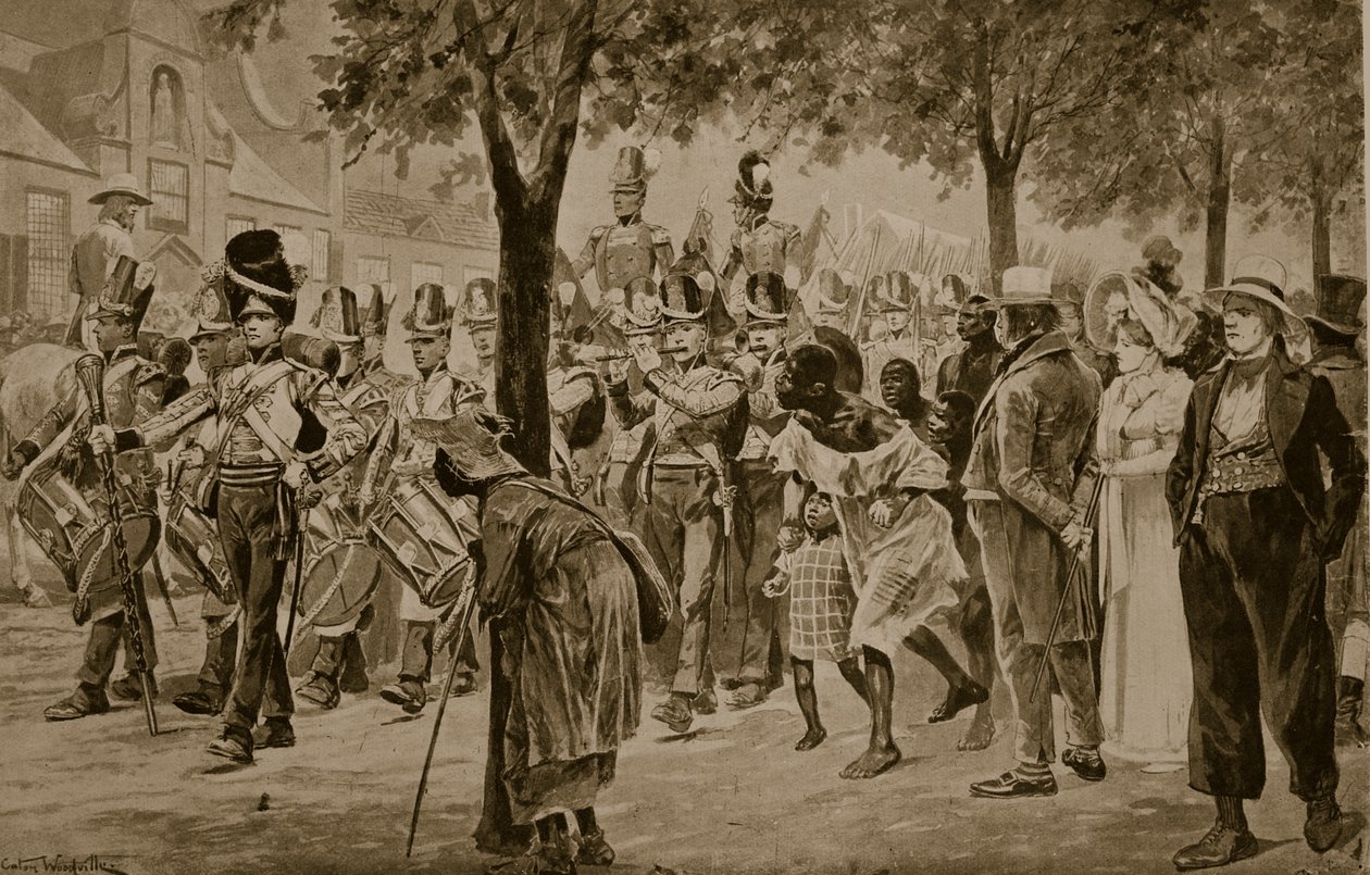 Britské síly pochodující do Kapského Města, 1814, ilustrace z 