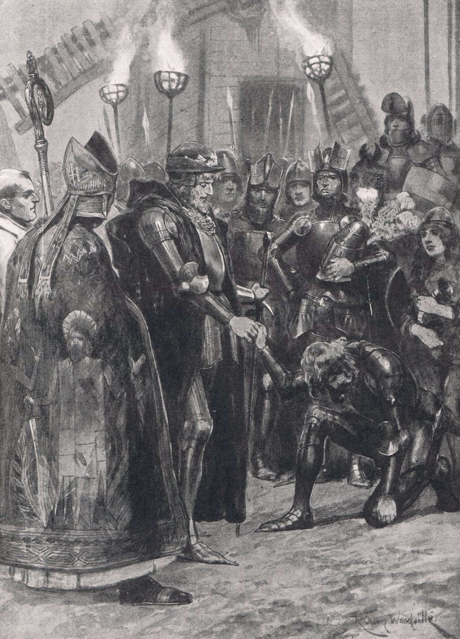 Edward III. pozdraví prince z Walesu po bitvě u Crecy, ilustrace z 