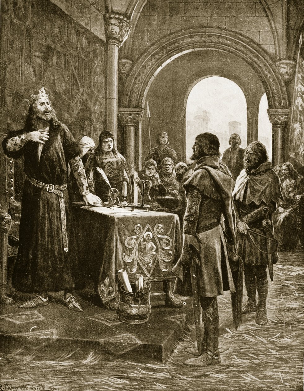 John se raduje, když slyší o smrti Fitze-Peterse, ilustrace z 