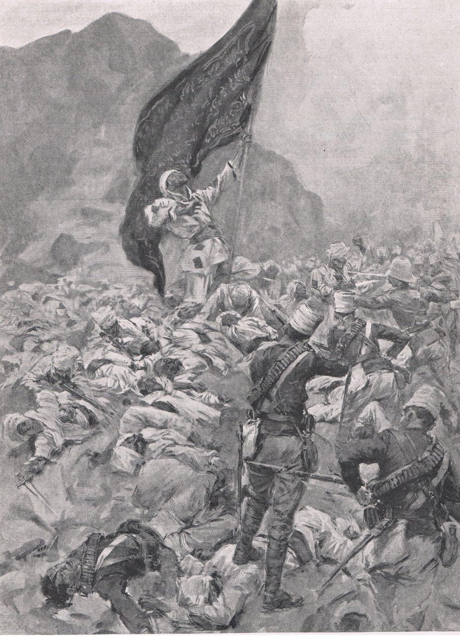 Omdurman: Poslední nositel černé vlajky, 2. září 1898, ilustrace z britských bitev na souši a na moři, 1915 od Richard Caton Woodville junior