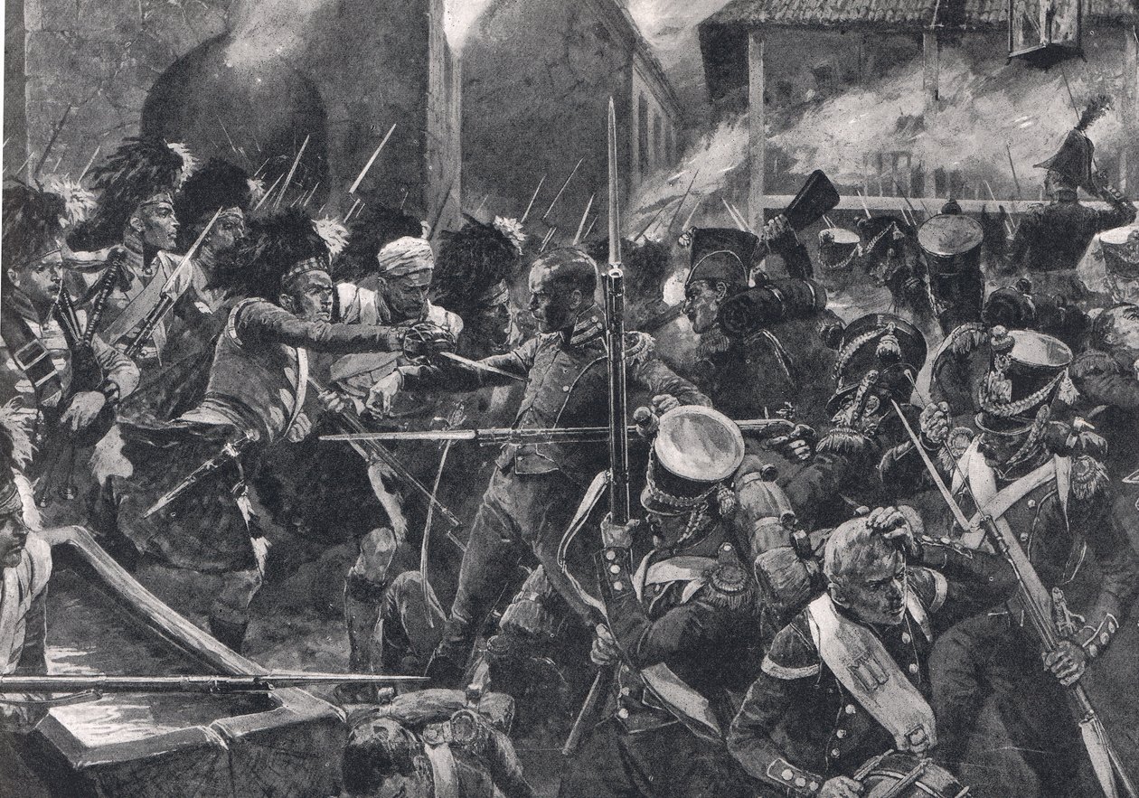 42. Highlanders vyhánějící Francouze z Elviny, ilustrace z 