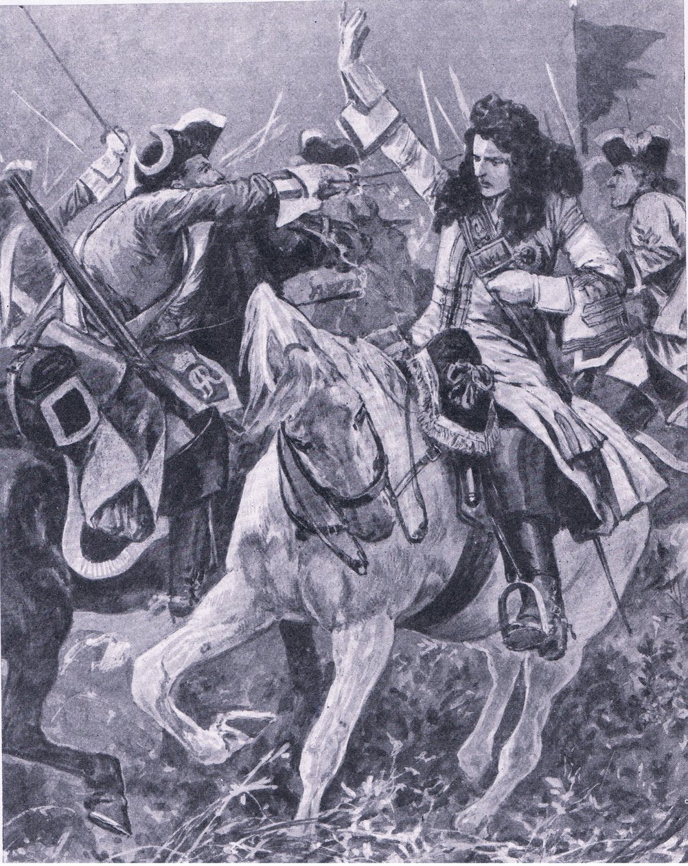 Bitva u Malplaquet, 11. září 1709, ilustrace z britských bitev na souši a na moři, 1915 od Richard Caton Woodville junior
