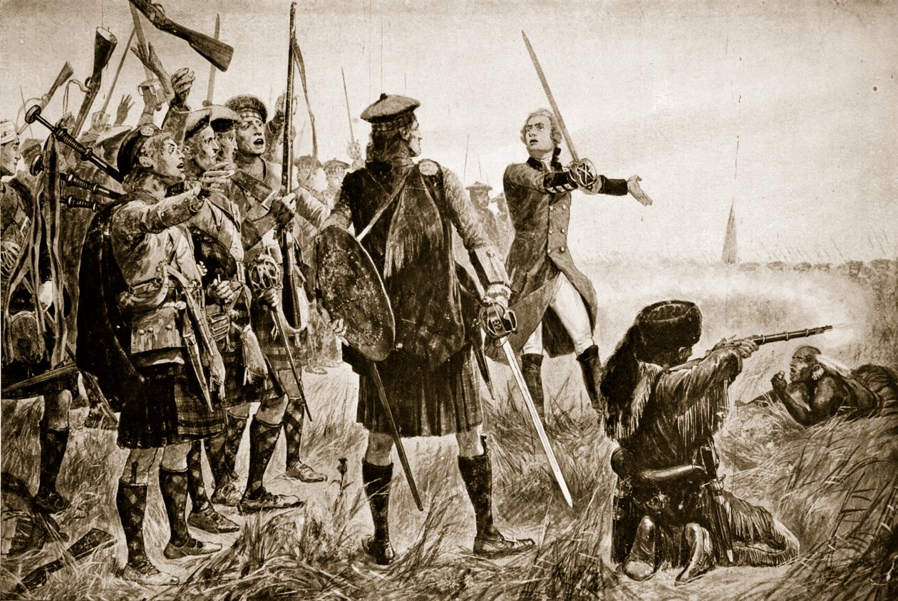 Bitva o Quebec, 1759, ilustrace z „Hutchinsonova příběhu britského národa“, kolem roku 1923 od Richard Caton Woodville junior