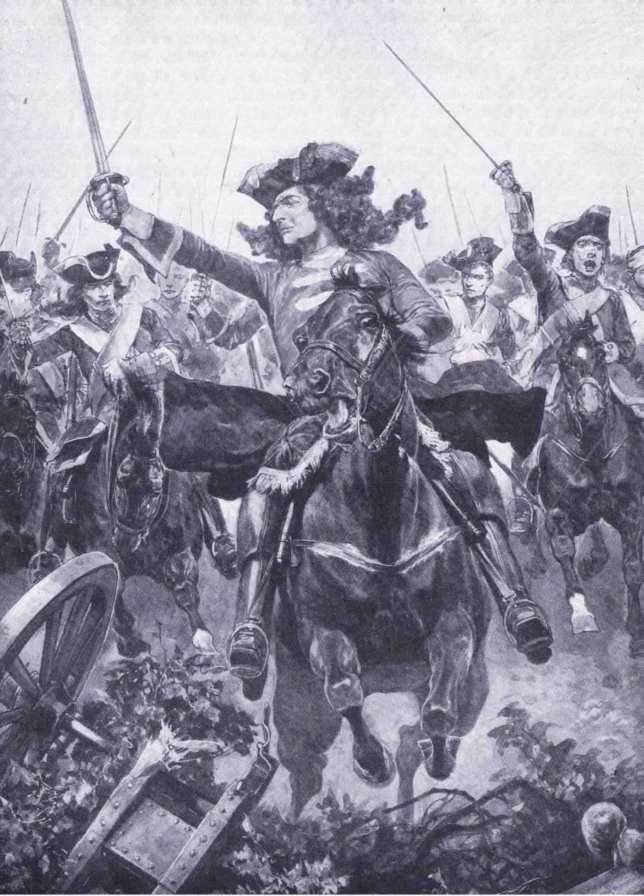Vévoda z Marlborough v bitvě u Oudenarde, 11. července 1708, ilustrace z britských bitev na souši a na moři, 1915 od Richard Caton Woodville junior