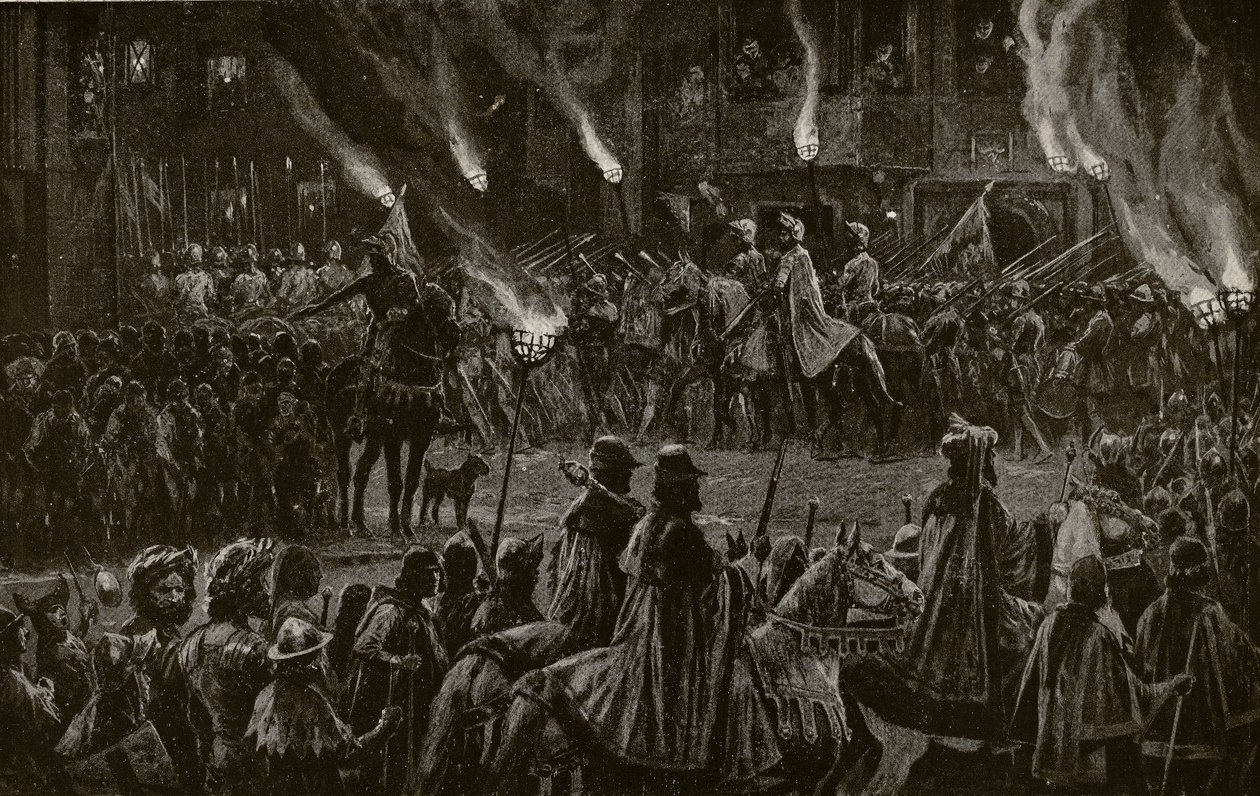Pochodující hlídka, ilustrace z knihy "Hutchinson