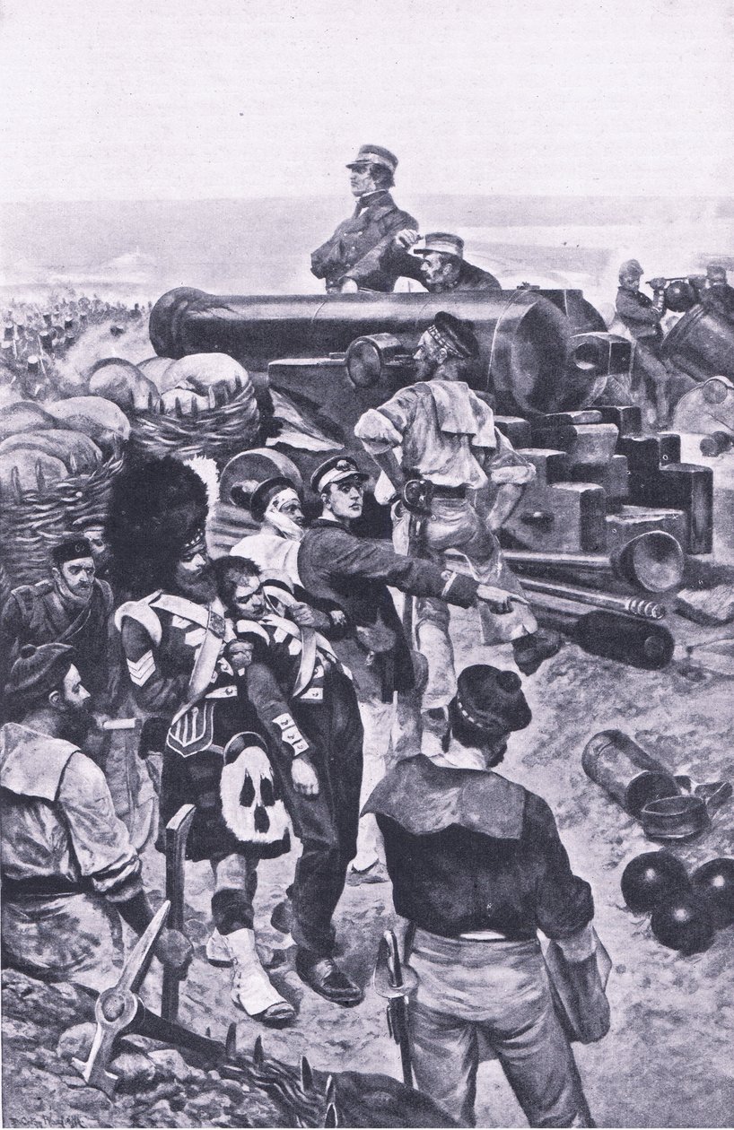 Útok na Sevastopol, 1855, ilustrace z britských bitev na zemi a moři, 1915 od Richard Caton Woodville junior